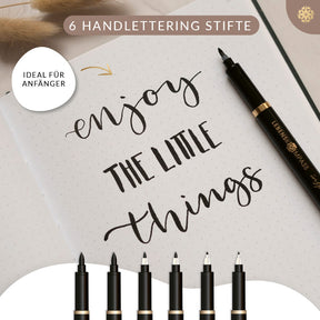 Handlettering Stifte Set - 6 schwarze Stifte