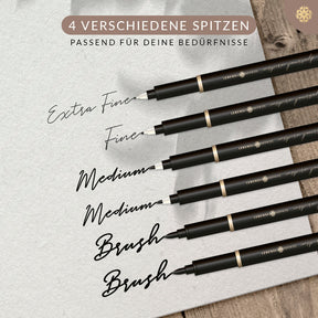 Handlettering Stifte Set - 6 schwarze Stifte