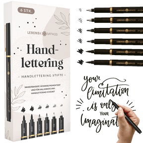 Handlettering Stifte Set - 6 schwarze Stifte