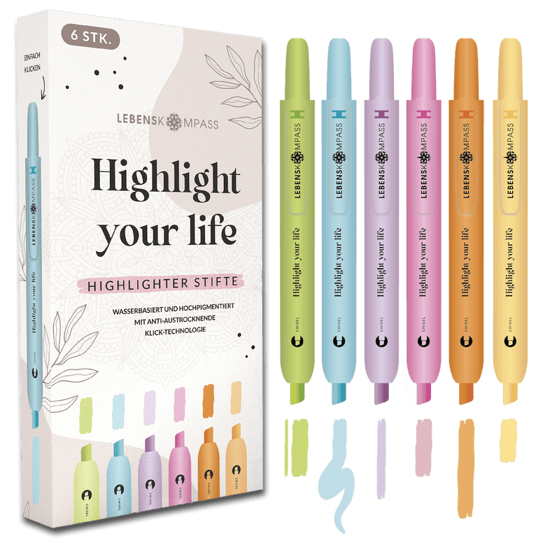 Textmarker Stifte - 6er Set Highlighter