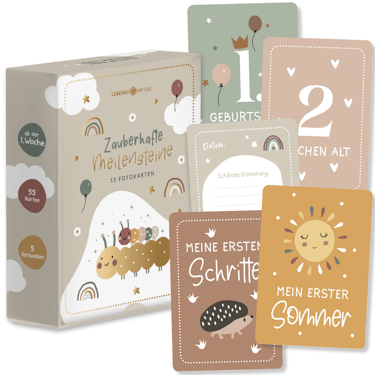 Meilensteinkarten für's Baby - Set mit 55 Karten