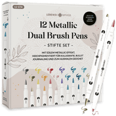 Metallic Dual Brush Pens - 12 bunte Pinselstifte