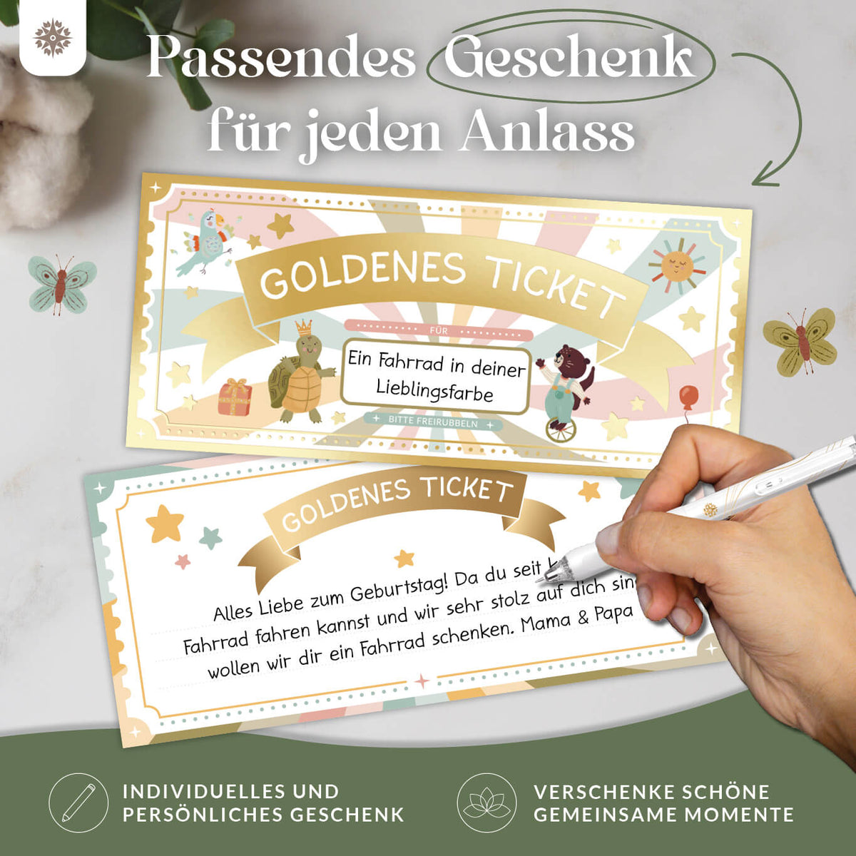 Goldenes Ticket für Kinder - Gutschein zum Freirubbeln