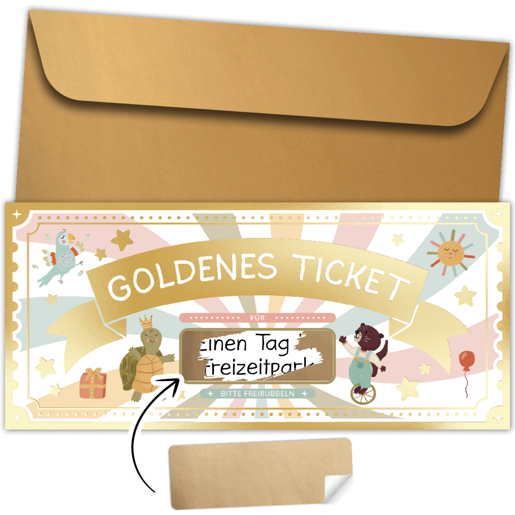 Goldenes Ticket für Kinder - Gutschein zum Freirubbeln