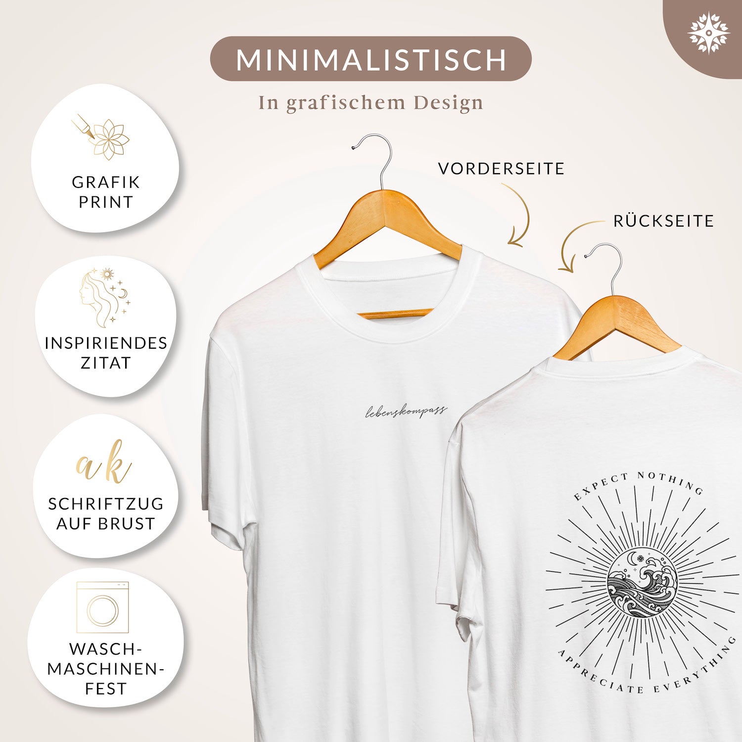Lebenskompass T-Shirt - Weiß