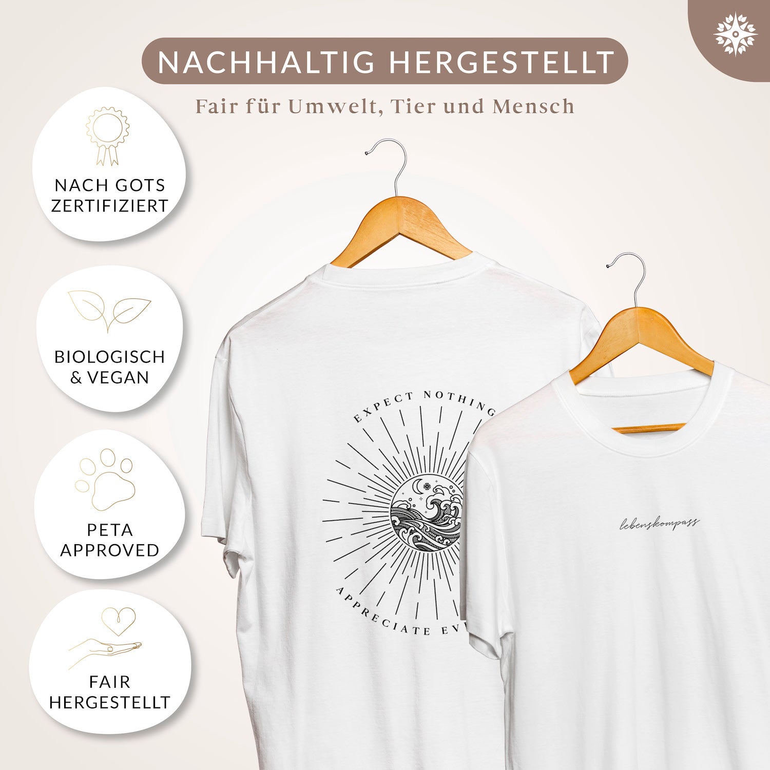 Lebenskompass T-Shirt - Weiß