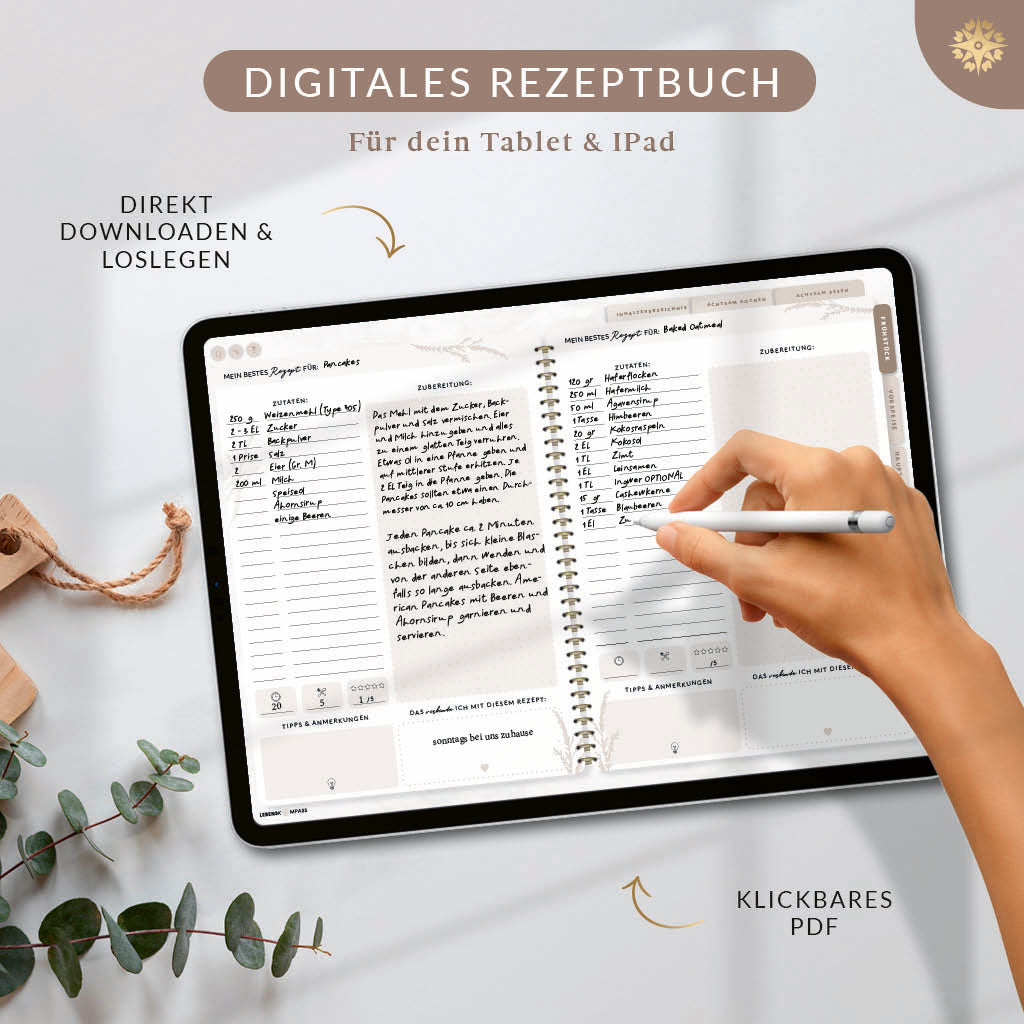 Digitales Rezeptbuch zum Selberschreiben - PDF mit Hyperlinks