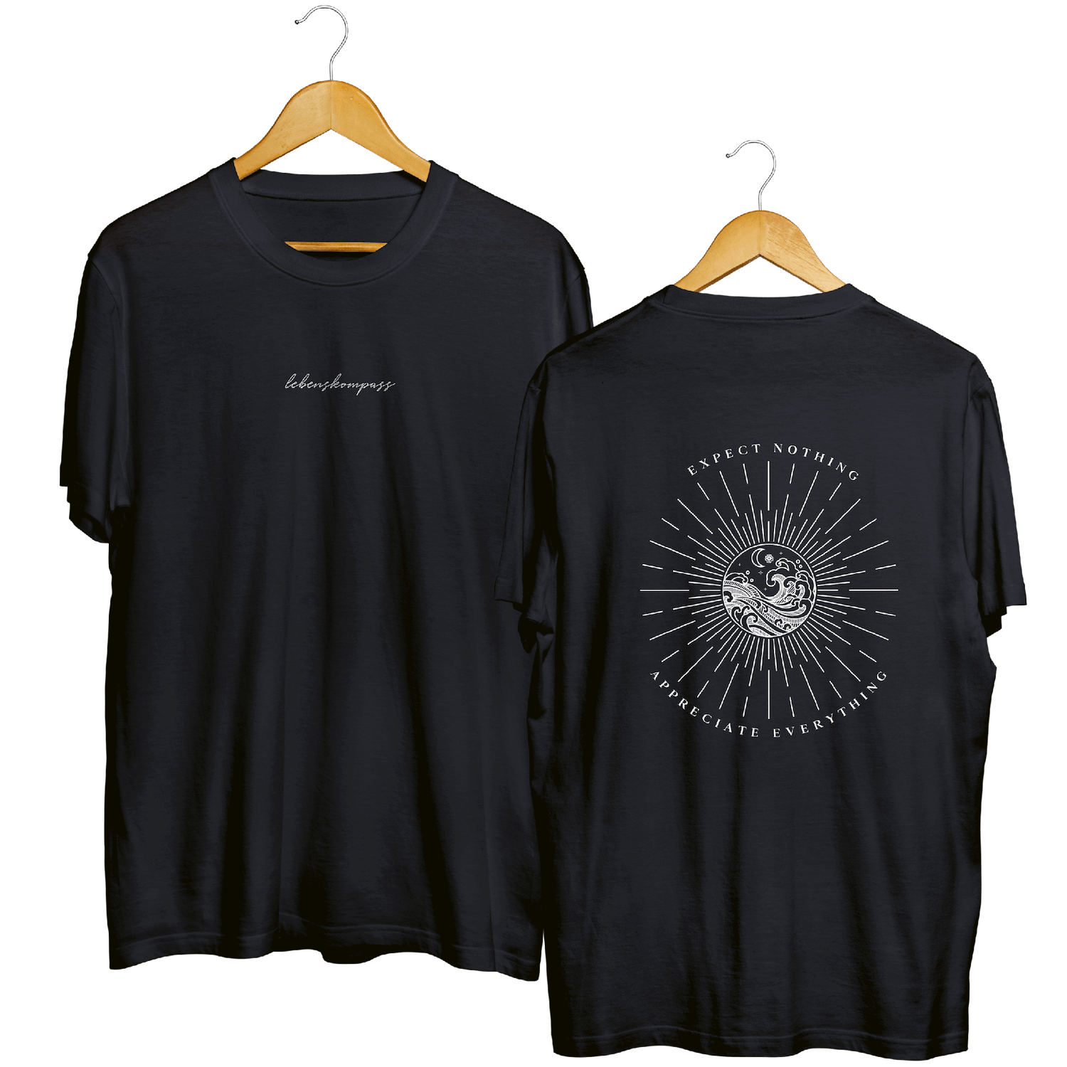 Lebenskompass T-Shirt - Schwarz